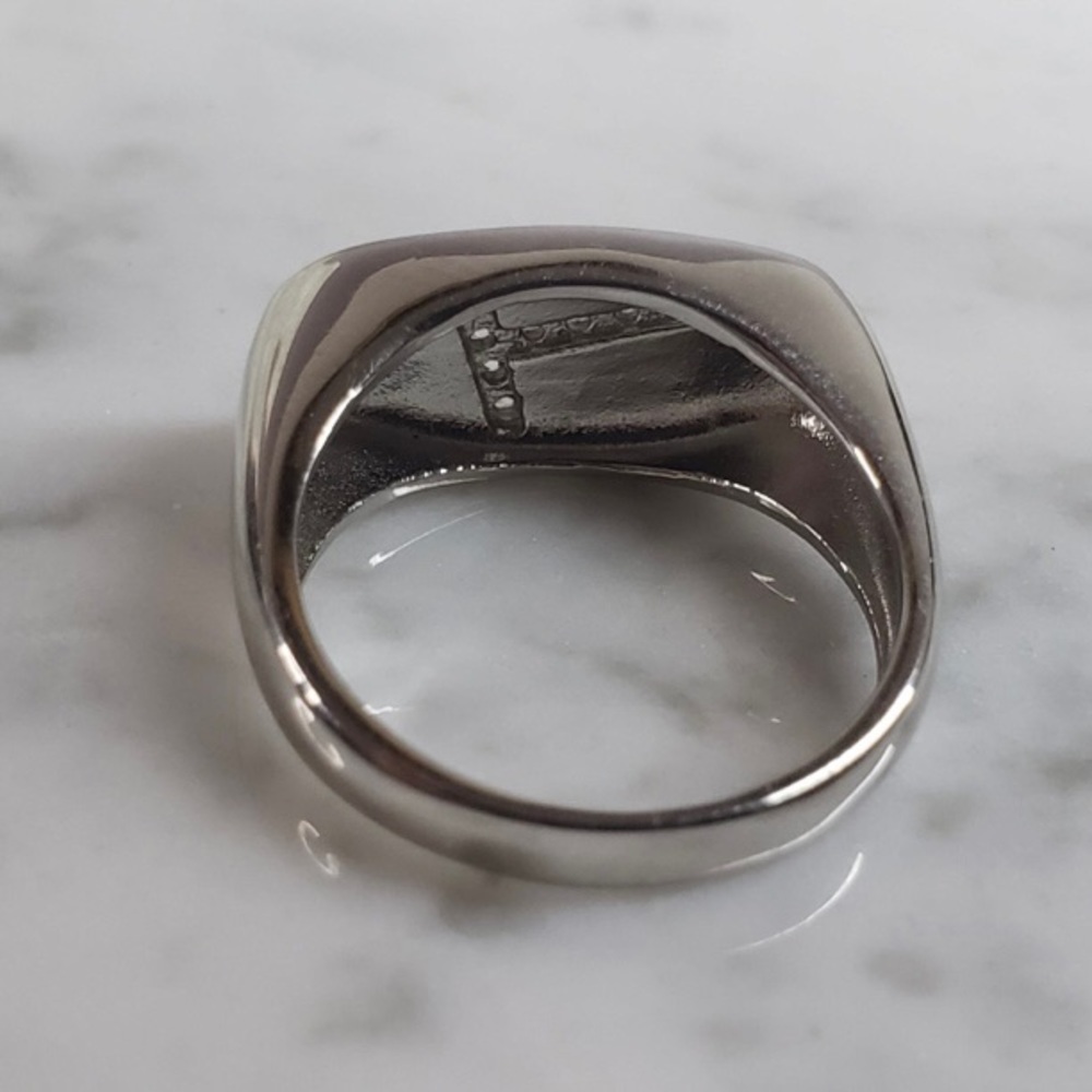 Womens Vintage Estate Sterling Silver Modernist Opal Ring - Picture 3 of 5